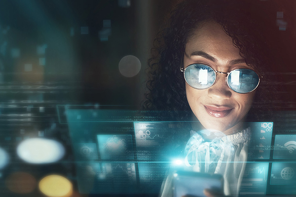 Woman looking a generative AI options