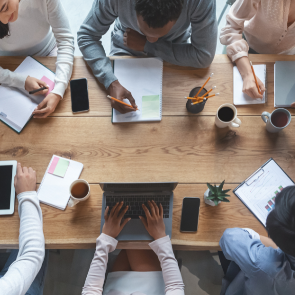 Work meeting around a table
