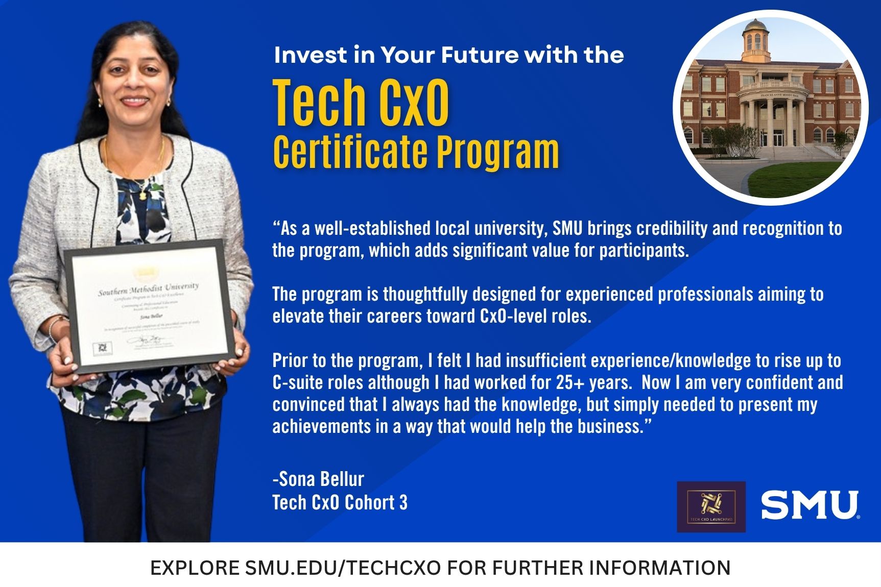 Tech CxO Student Testimonial Sona Bellur