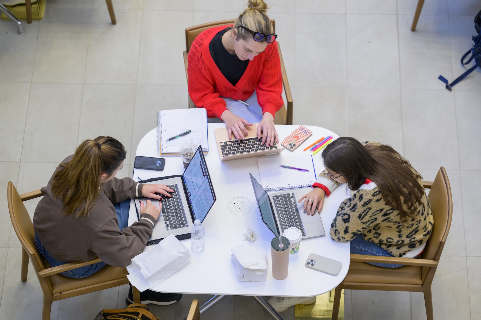 Students who are pursuing a bachelor’s degree in accounting often study in the Cox School of Business atrium.