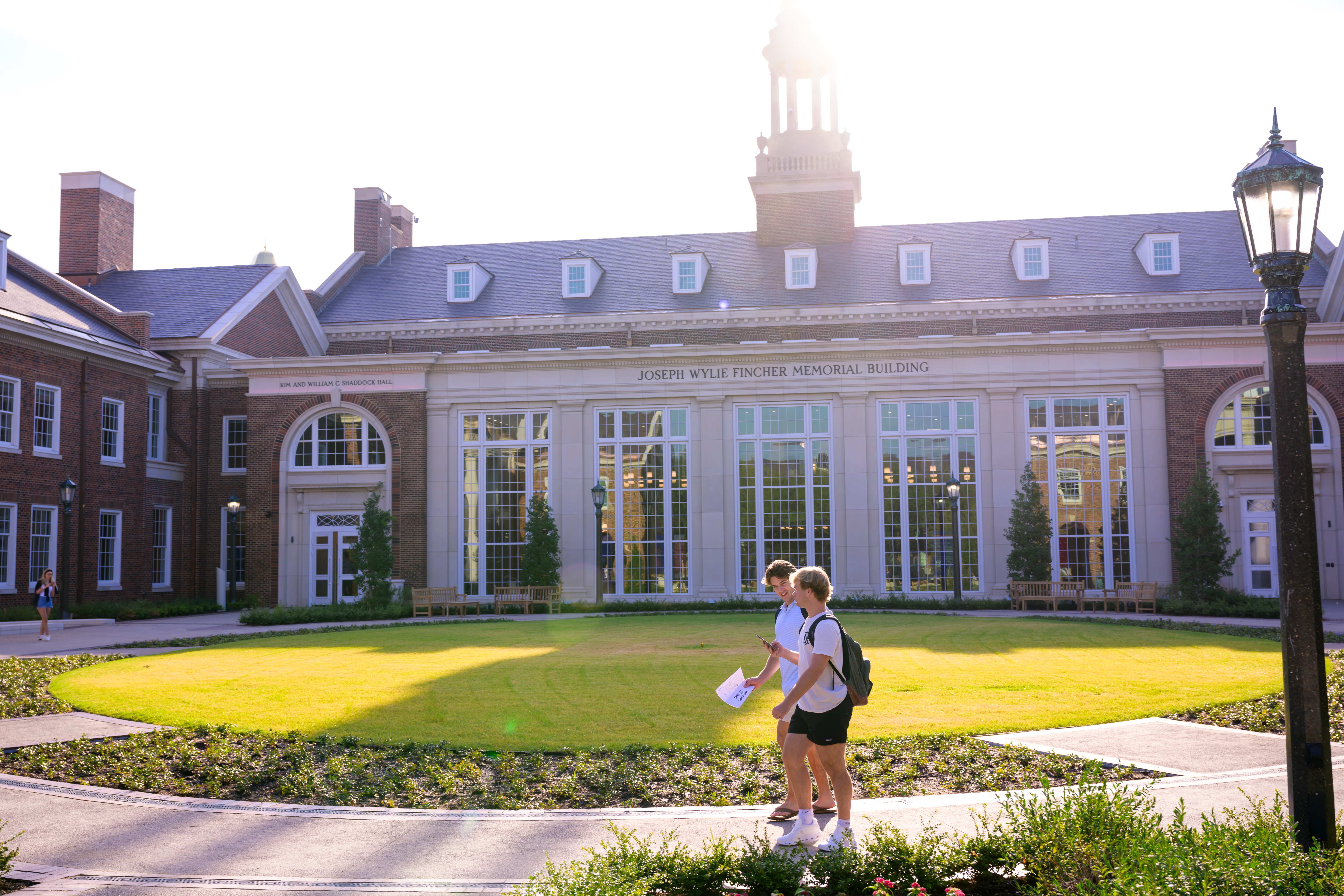 photo of the lawn outside the Cox School