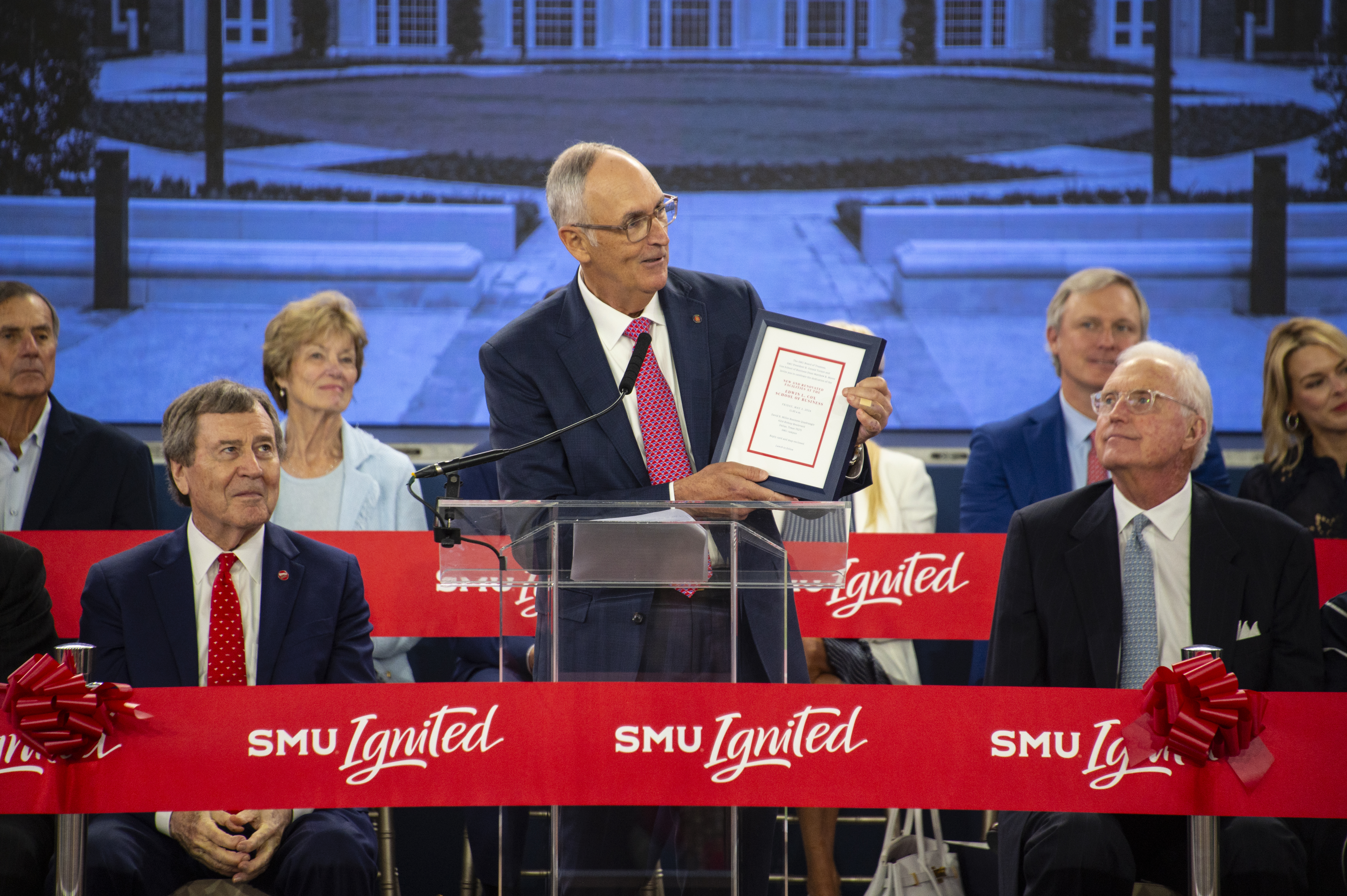 In addition to thanking donors and the many who have contributed to the renovation and expansion project in some way, Dean Matt Myers gave a special shout-out during his remarks to Cox Director of Development Ashley Pitts for her work in securing funding to make the project a reality.  