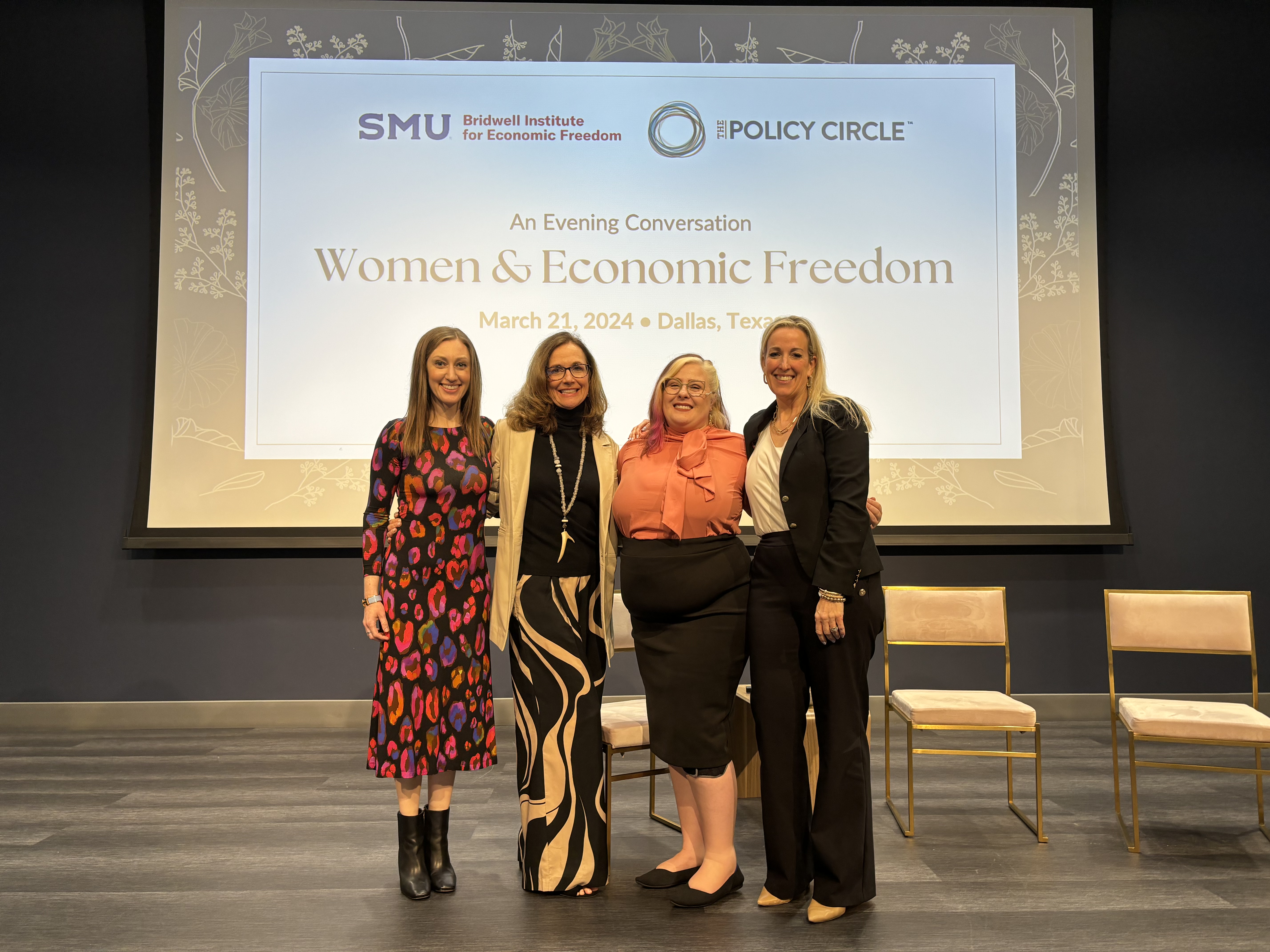 Panelists for Bridwell Institute panel, women and economic freedom