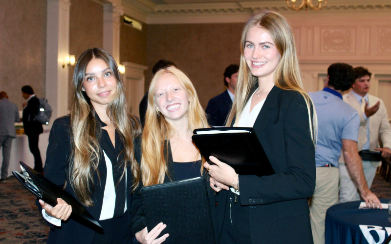 Students networking at event