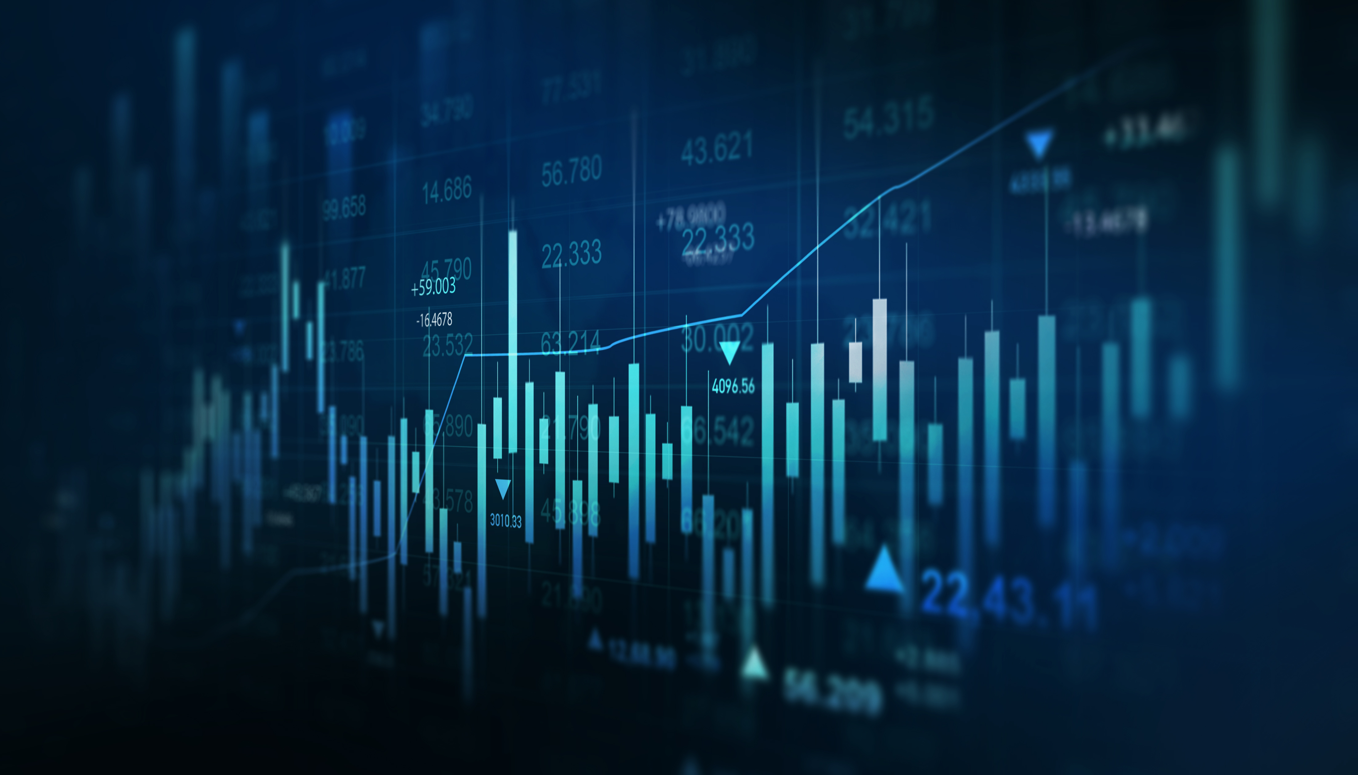 photo of stocks going up and down with blue overlay