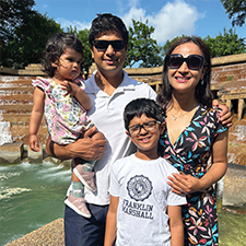 Ashoff Kale with his wife and two children