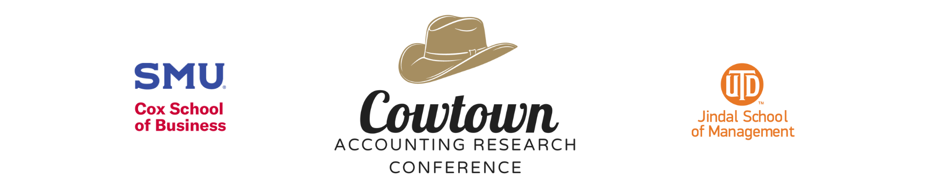 Logo of Cowtown Accounting Research Conference with Cox and Jindal logos on either side