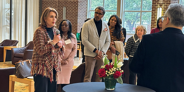 Golschmied talking at reception