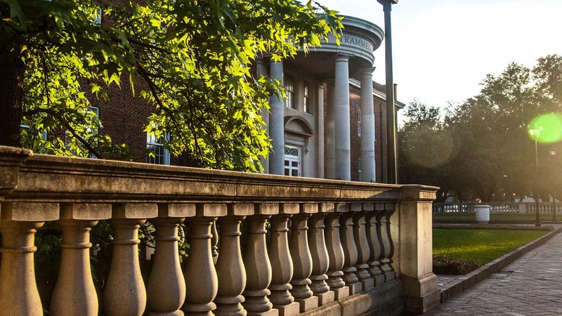 The side of an older campus building