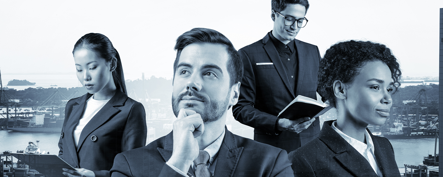 Four black and white people in business suits