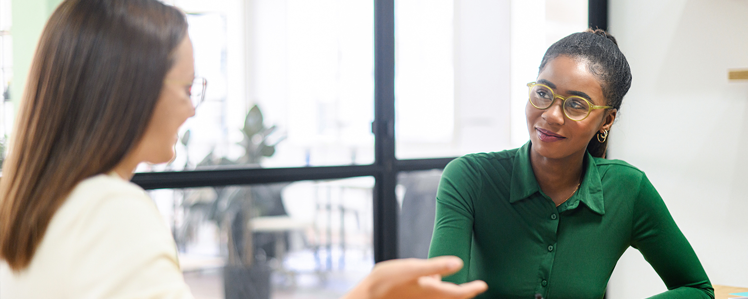 Two women are talking.