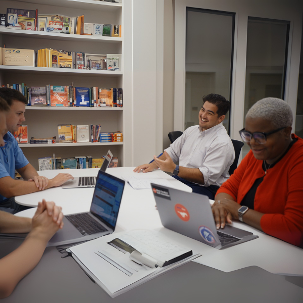 photo of students studying in the Duda family business library