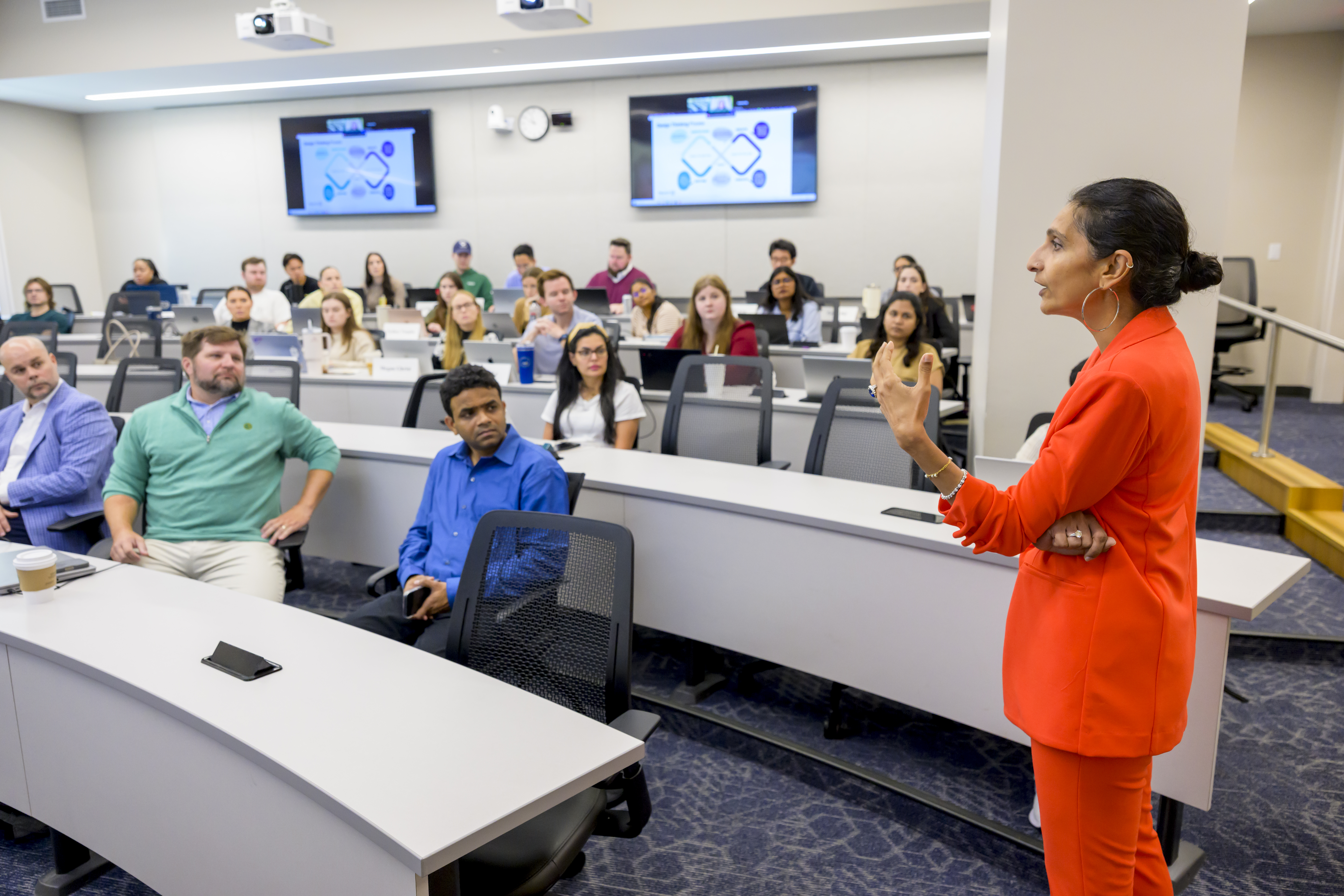 photo of Zaveri teaching in classroom