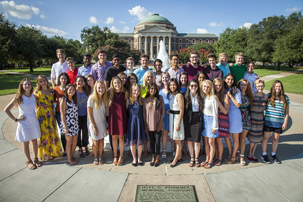 Group of Students, Dallas Hall in the Background