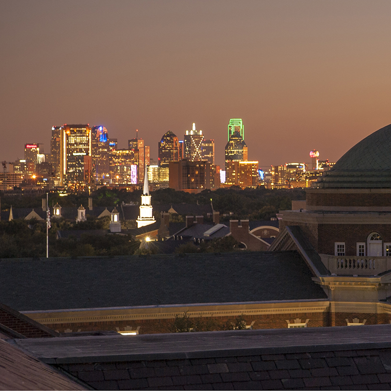 Dallas Skyline at Night as Seen from the SMU Campus.
