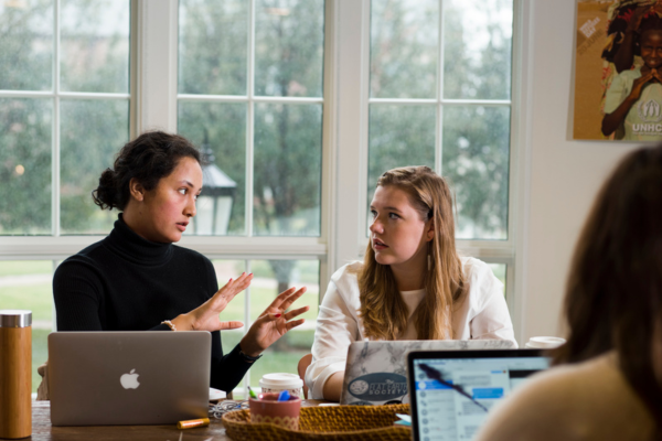 students studying at table