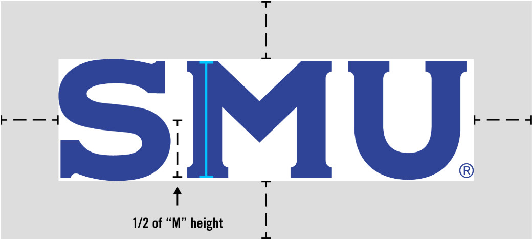 An image showing the required spacing around the SMU logo