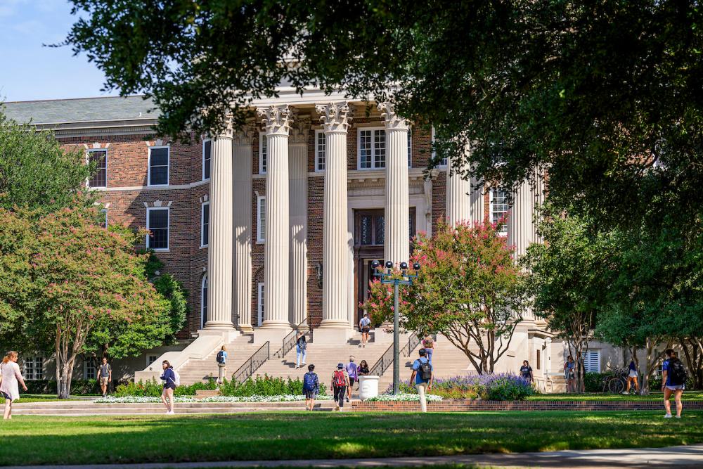 The historic Dallas Hall on the SMU Campus is the home of Dedman College and the Medieval Studies Department.