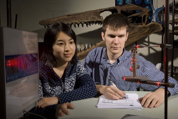 Students pursuing a master’s in earth science at SMU use the teaching collection at the Shuler Museum.