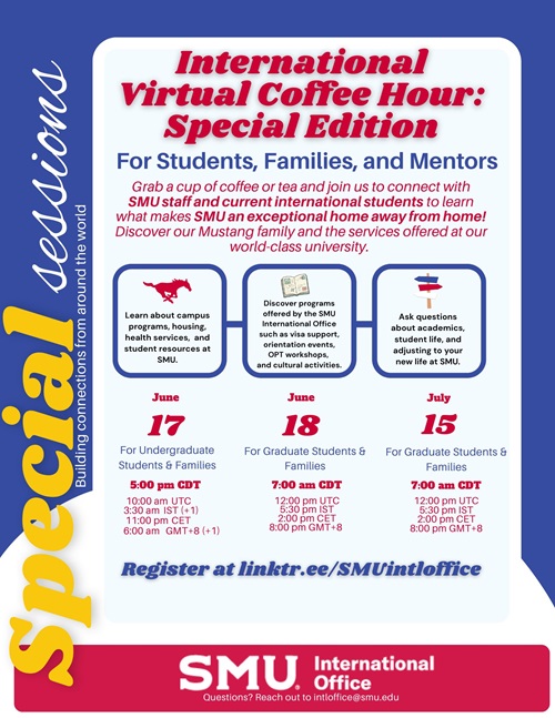 Flyer promoting International Coffee Hours