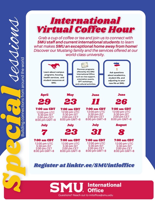 Flyer promoting International Virtual Coffee Hours