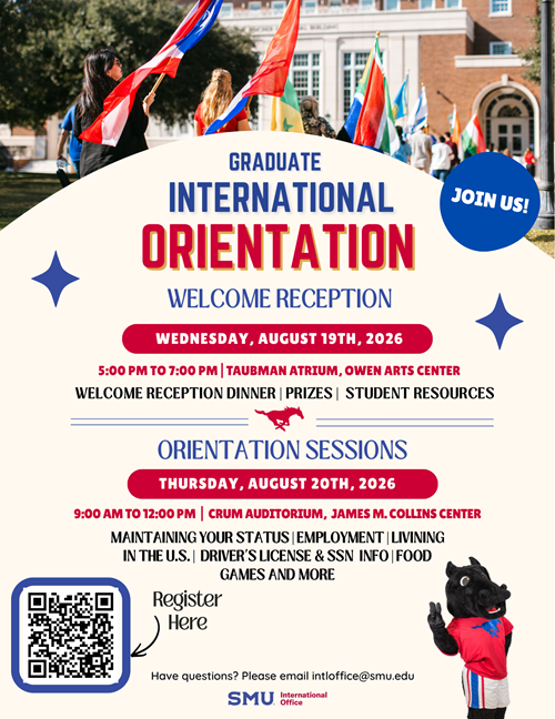 Information flyer regarding International Student Orientation August 20th, 2026 9am-12pm