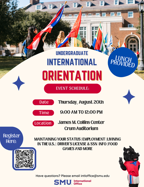 Information Flyer regarding New International Student Orientation August 20th, 2026 9am-12pm