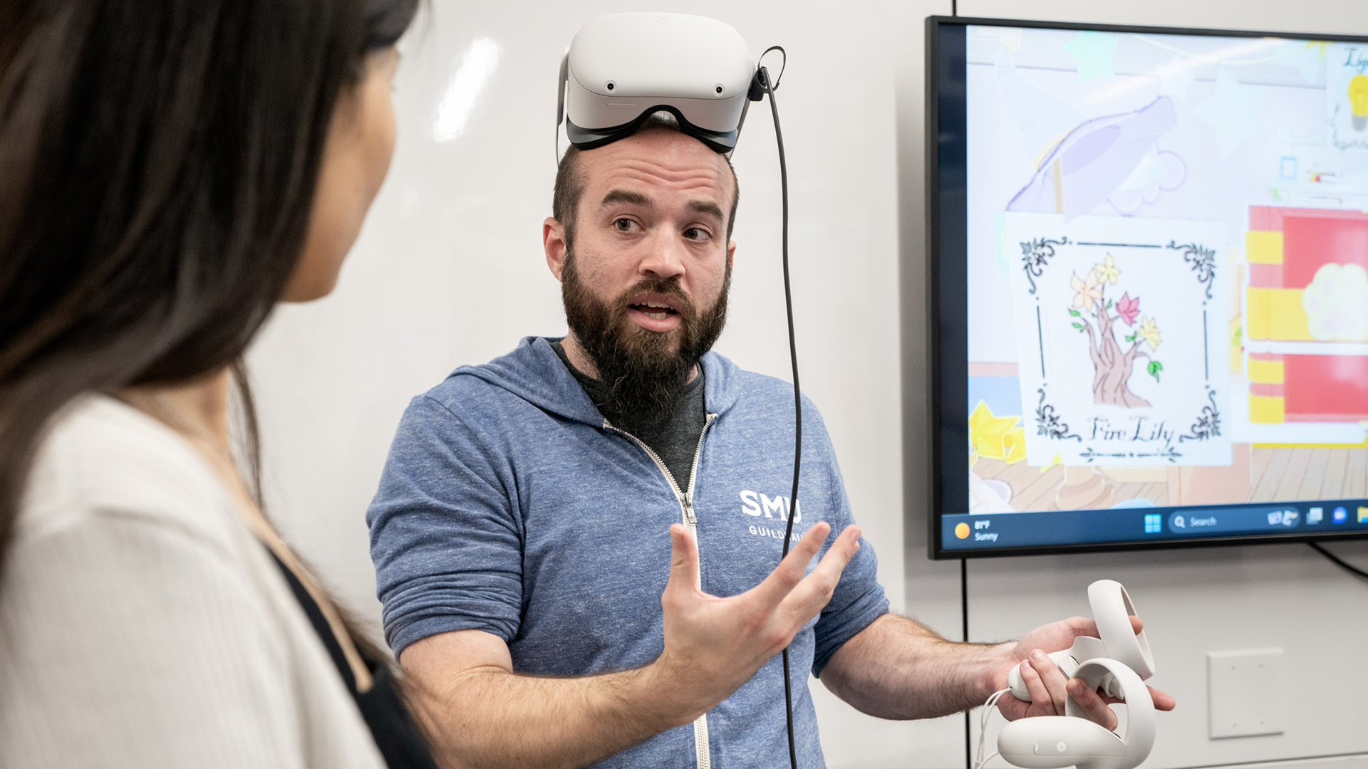 Photo of student using VR