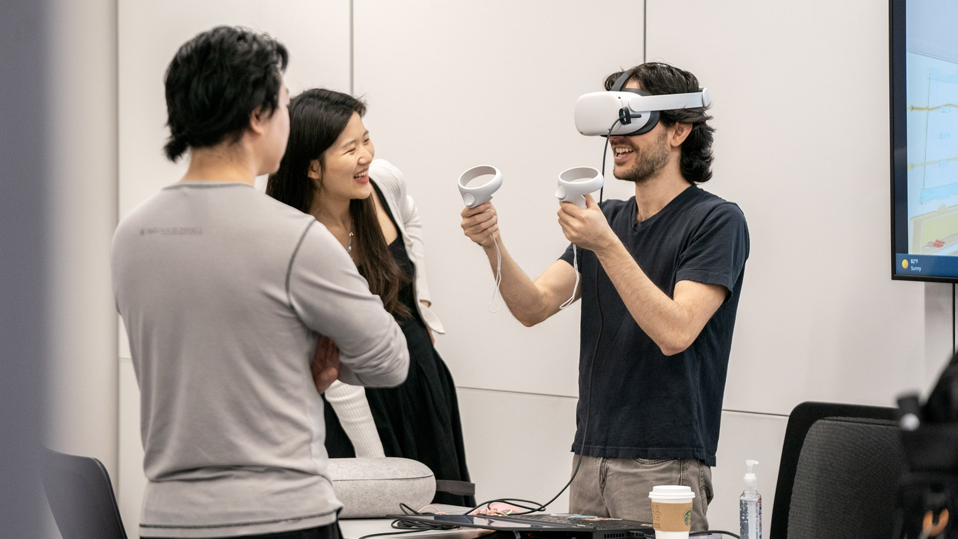 Photo of students using VR