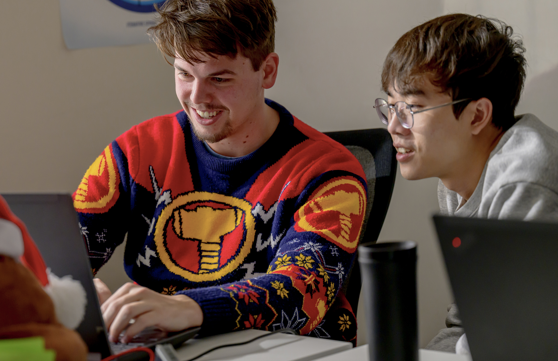 SMU Guildhall students collaborating at computer