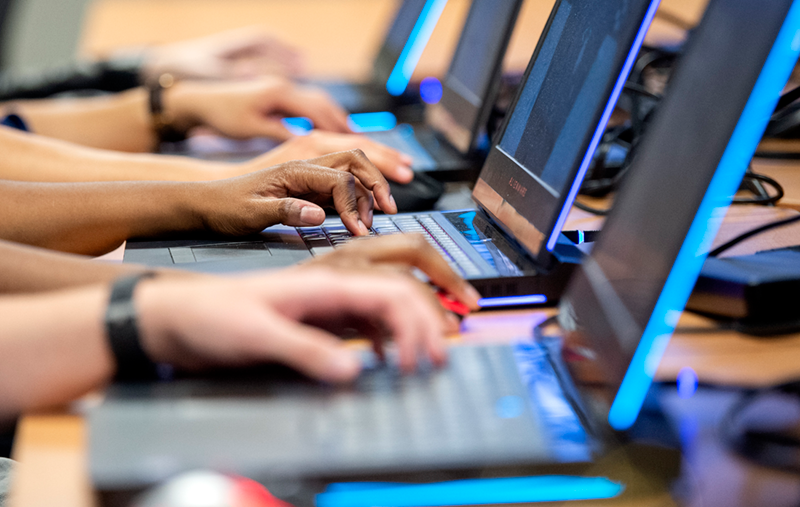 photo of student working on keyboard