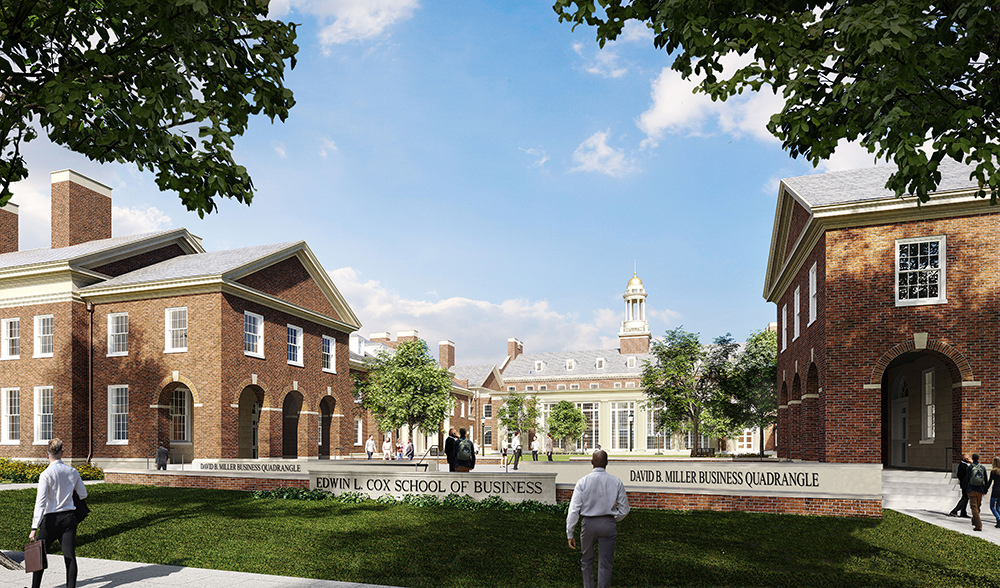 The David B. Miller Business Quadrangle – home of the Edwin L. Cox School of Business