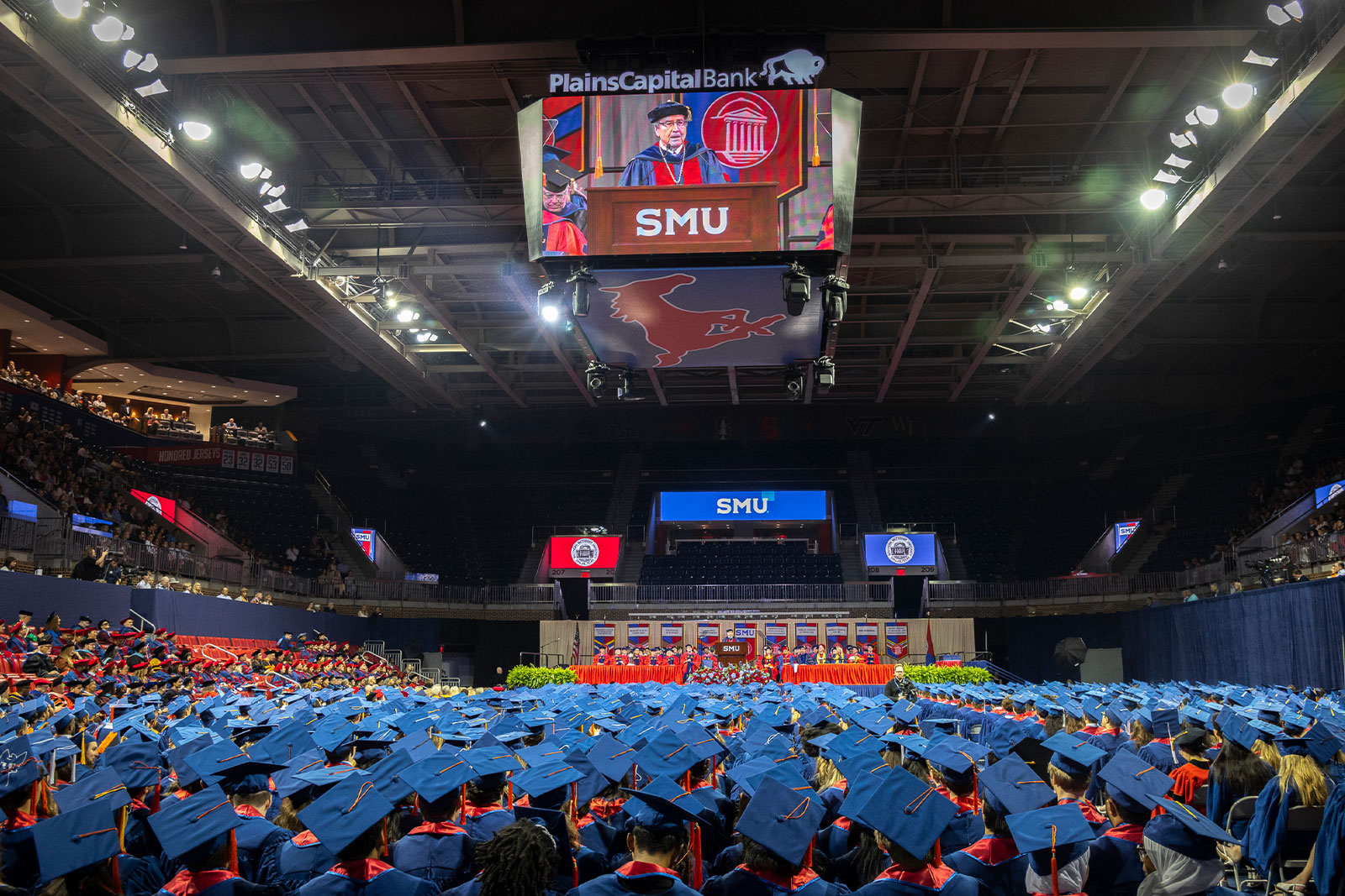 R. Gerald Turner addresses the Class of 2025 during the All-University Commencement ceremony.