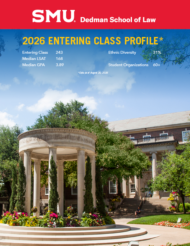 Cover of the 2026 Dedman Law Admissions Brochure