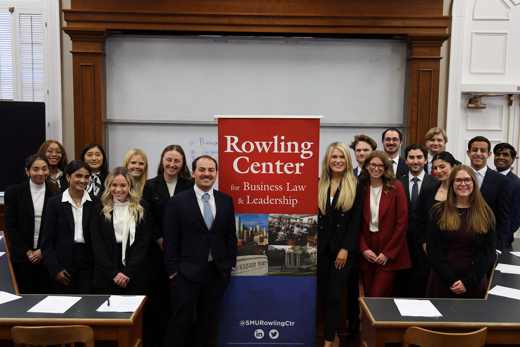 Rowling Center group with banner