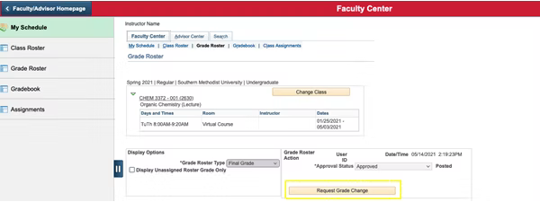 screenshot of faculty center