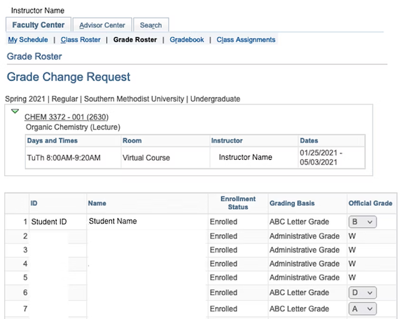 grade change screenshot