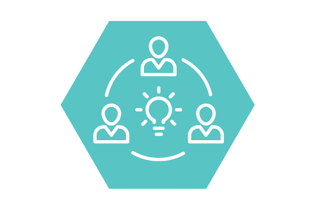 icon of people in circle with idea lightbulb in center