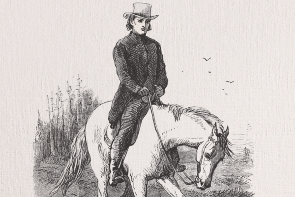 drawing of a man on a horse
