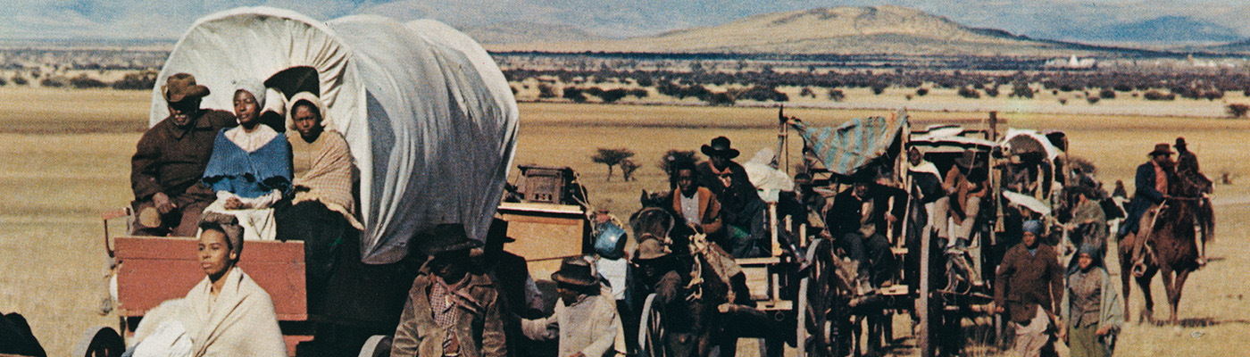 Covered wagon train still from Buck and the Preacher