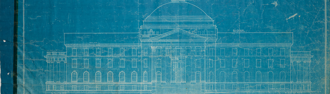 [Dallas Hall, South Elevation Blueprint]