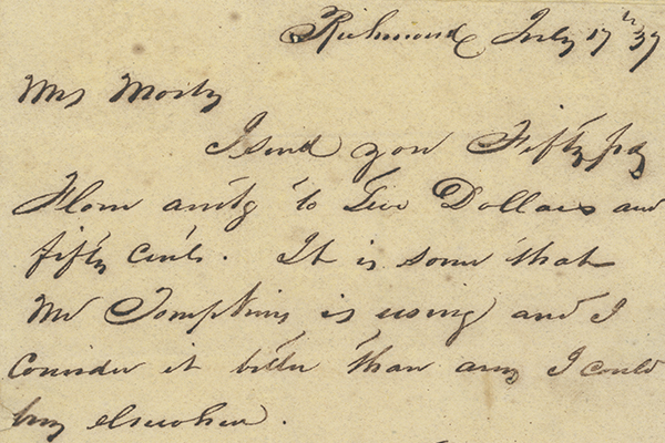 R. M. B. (Richmond, Va.) to Elizabeth H. Mosby