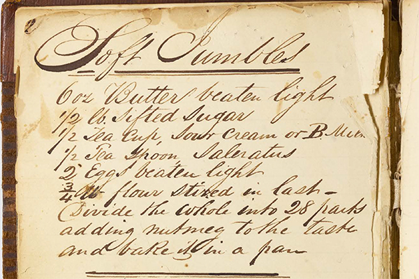 Recipe for “Soft Jumbles,” Mrs. William Hart Carr recipes, circa 1850-1870 [p. 12]