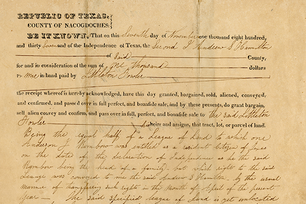 November 7, 1837 Deed of Sale to Littleton Fowler