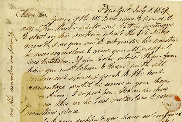 July 1, 1837 letter from Nathan Bangs to Littleton Fowler