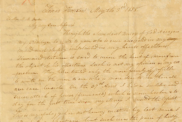May 3, 1838 letter from Littleton Fowler to Missouri M. Porter