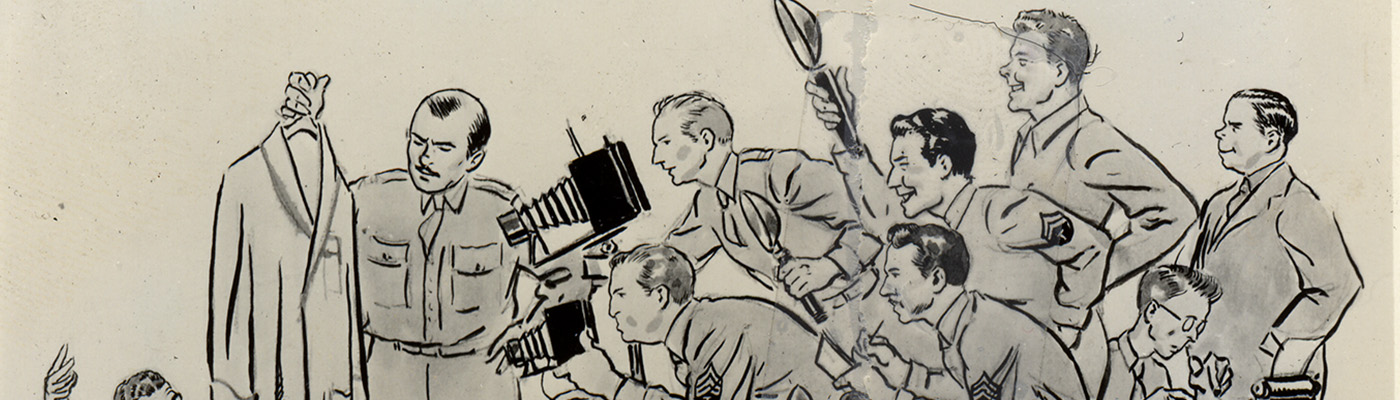 [Caricature of the MAMAS Unit Members Documenting Bathrobe]