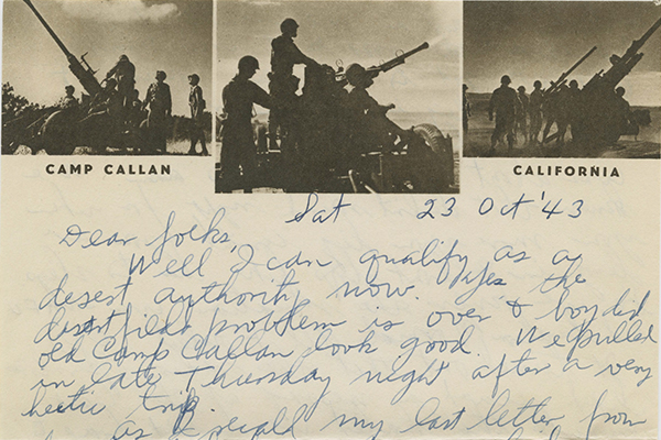 John C. Cox Jr. to Mr. & Mrs. John C. Cox & Charles, 1943, October 23]