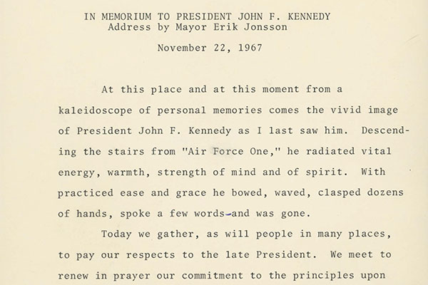 In Memorium to President John F. Kennedy