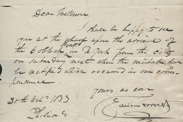 [Edwin Forrest Letter]